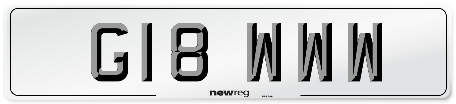 G18 WWW Number Plate from New Reg